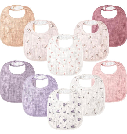 Paquete de 8 baberos para bebés de muselina de algodón 100%