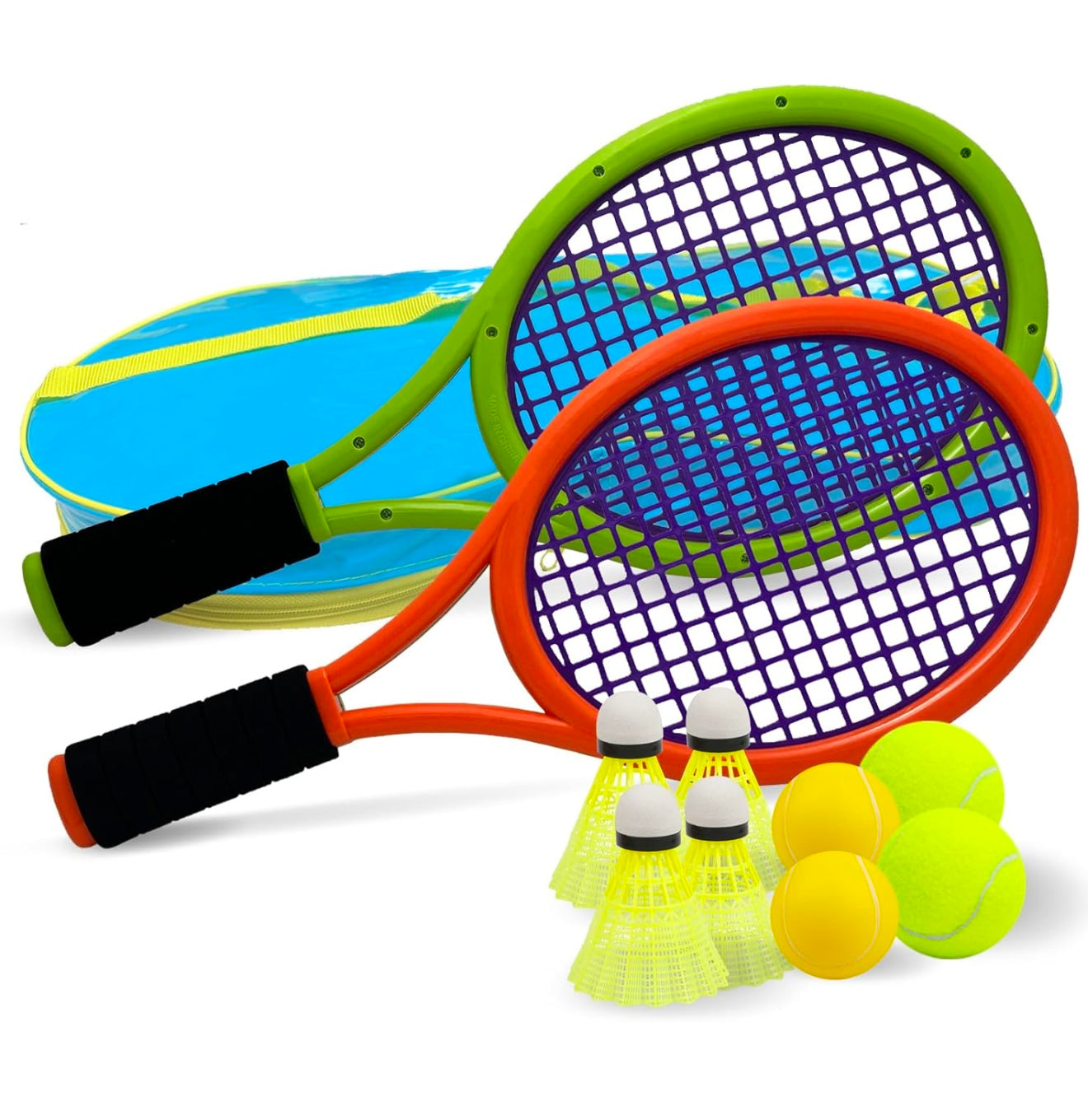 Raqueta de tenis para niños, Raqueta de tenis de plástico de 17 pulgadas con 2 pelotas