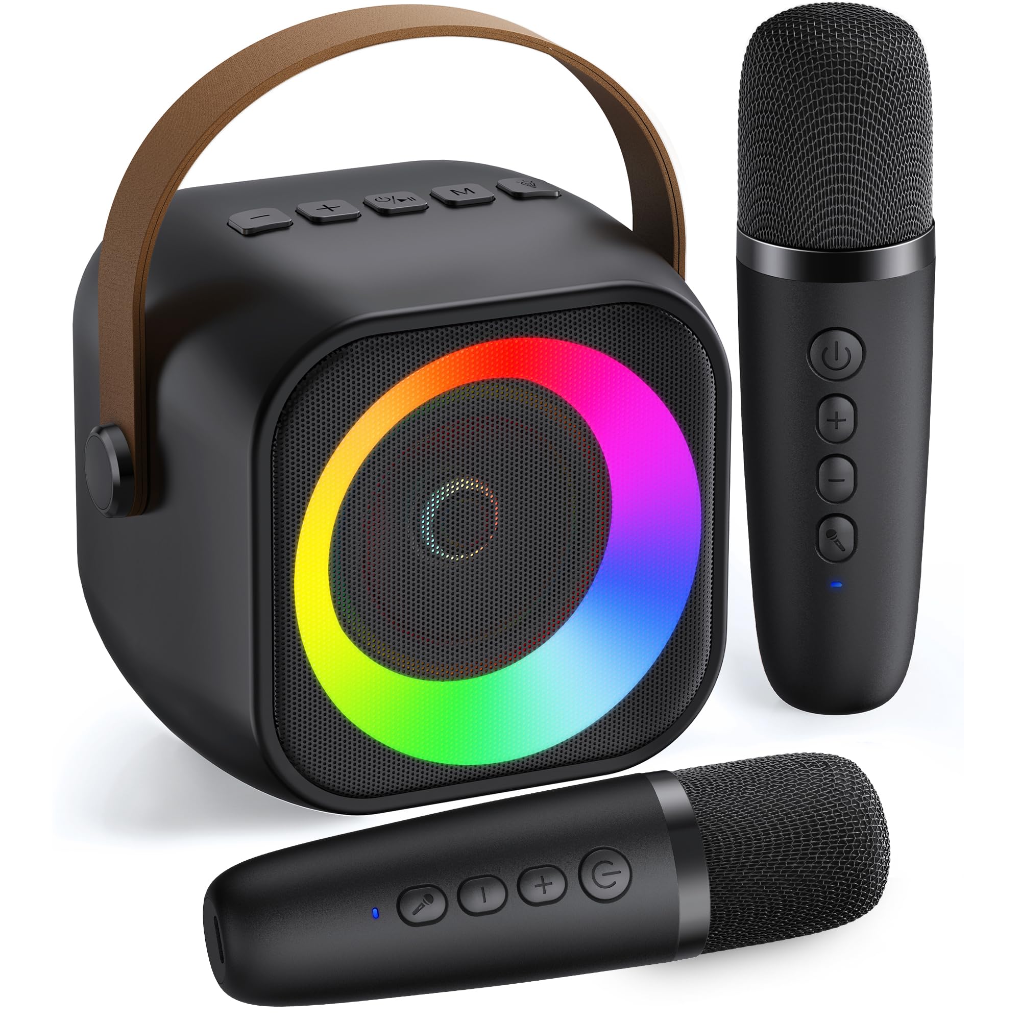 Mini máquina de karaoke, altavoz portátil Bluetooth Karaoke con 2 micrófonos