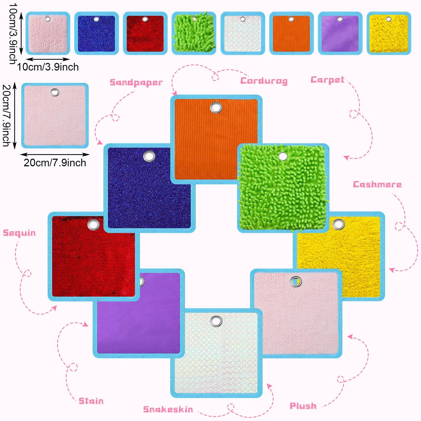 16 juegos de azulejos sensoriales texturizados, minitapetes educativos táctiles