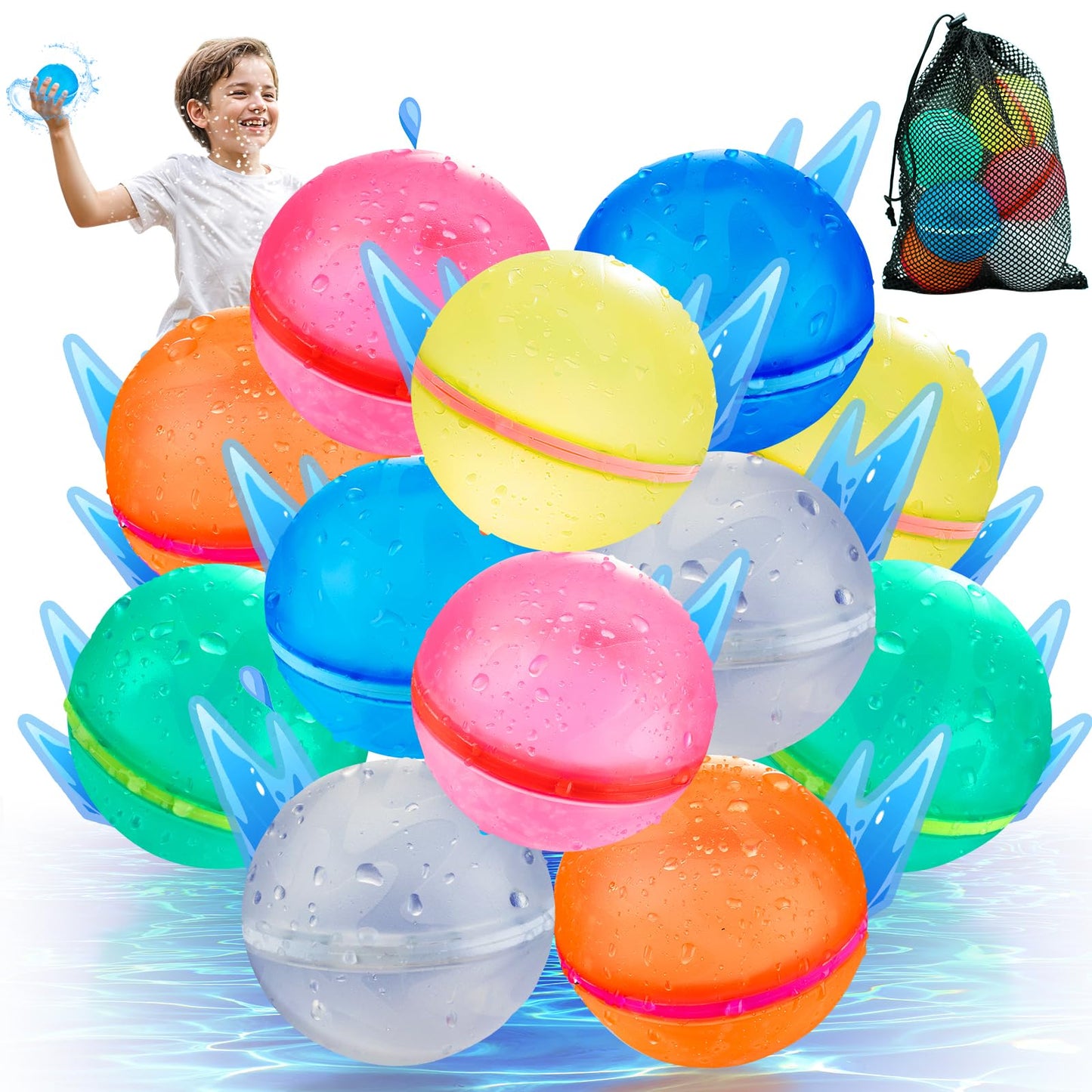 Paquete de 12 globos de agua reutilizables para niños