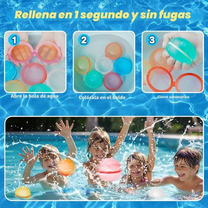 Paquete de 12 globos de agua reutilizables para niños