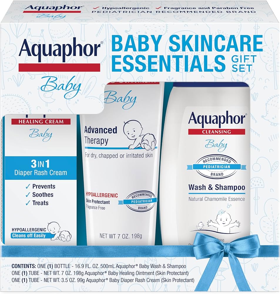 Aquaphor Set de regalo esencial para el cuidado de la piel del bebé con jabón y champú