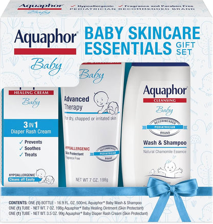 Aquaphor Set de regalo esencial para el cuidado de la piel del bebé con jabón y champú