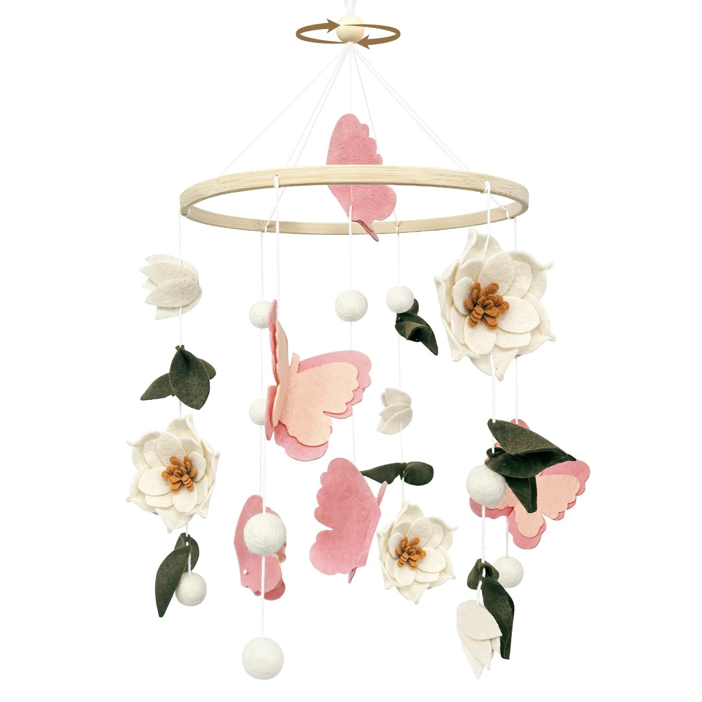 Móvil floral para cuna
