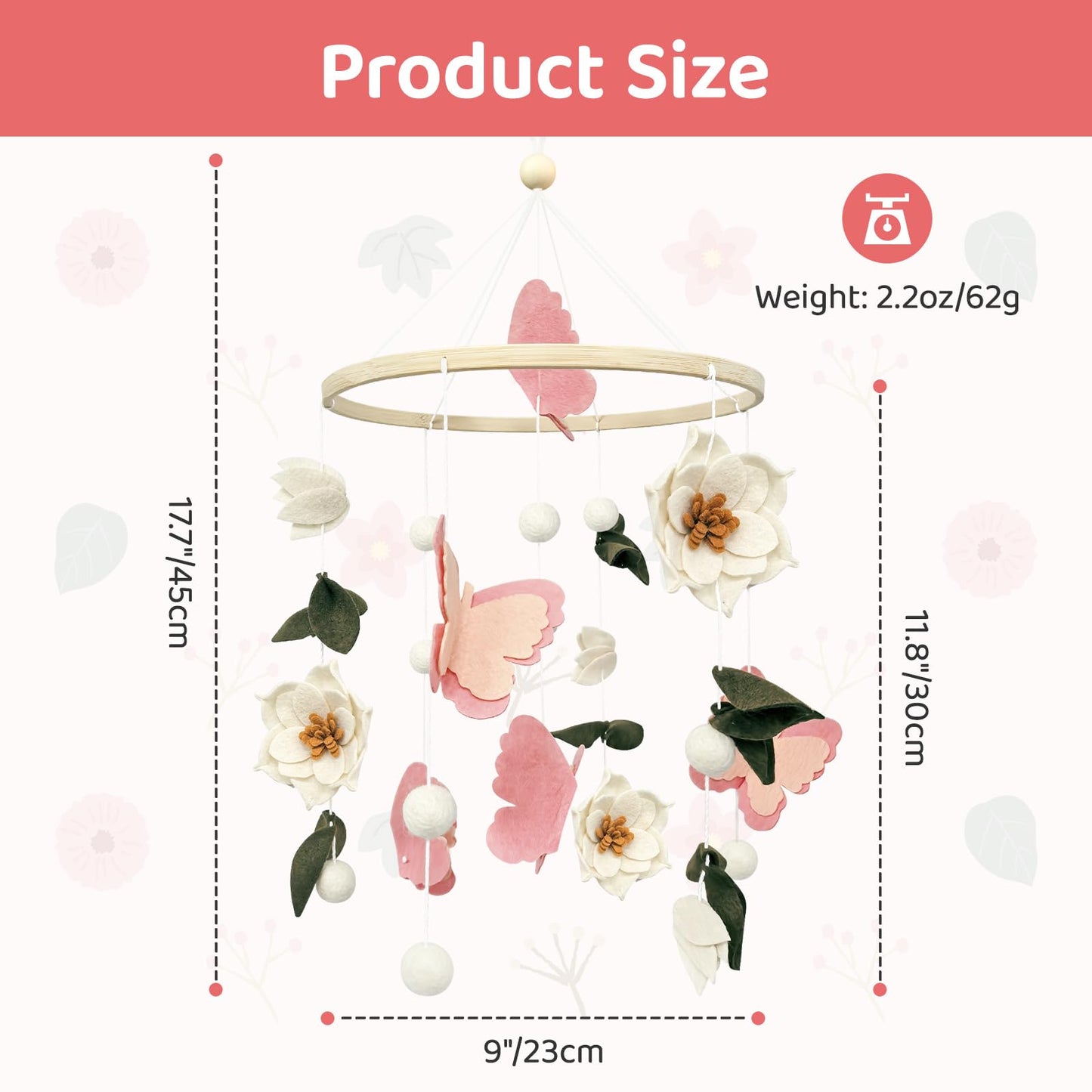 Móvil floral para cuna