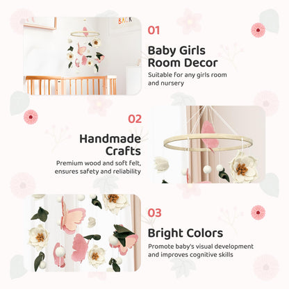 Móvil floral para cuna