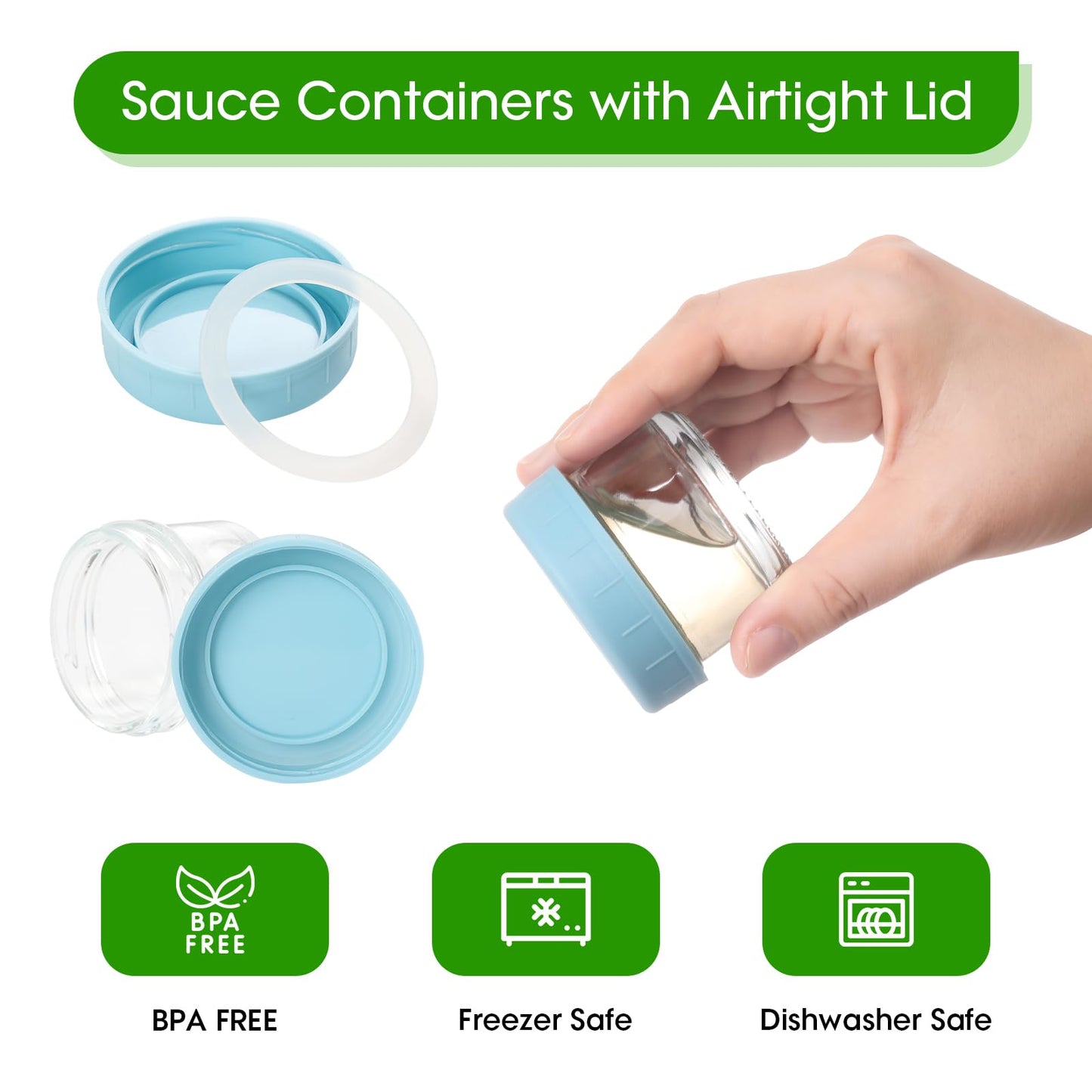 Paquete de 12 recipientes de aderezo de ensalada (6 colores), recipientes pequeños de vidrio de 1.7 onzas con tapas