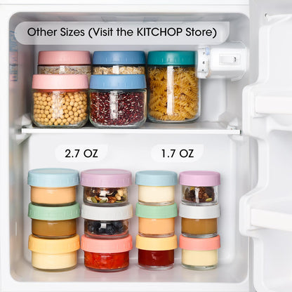 Paquete de 12 recipientes de aderezo de ensalada (6 colores), recipientes pequeños de vidrio de 1.7 onzas con tapas