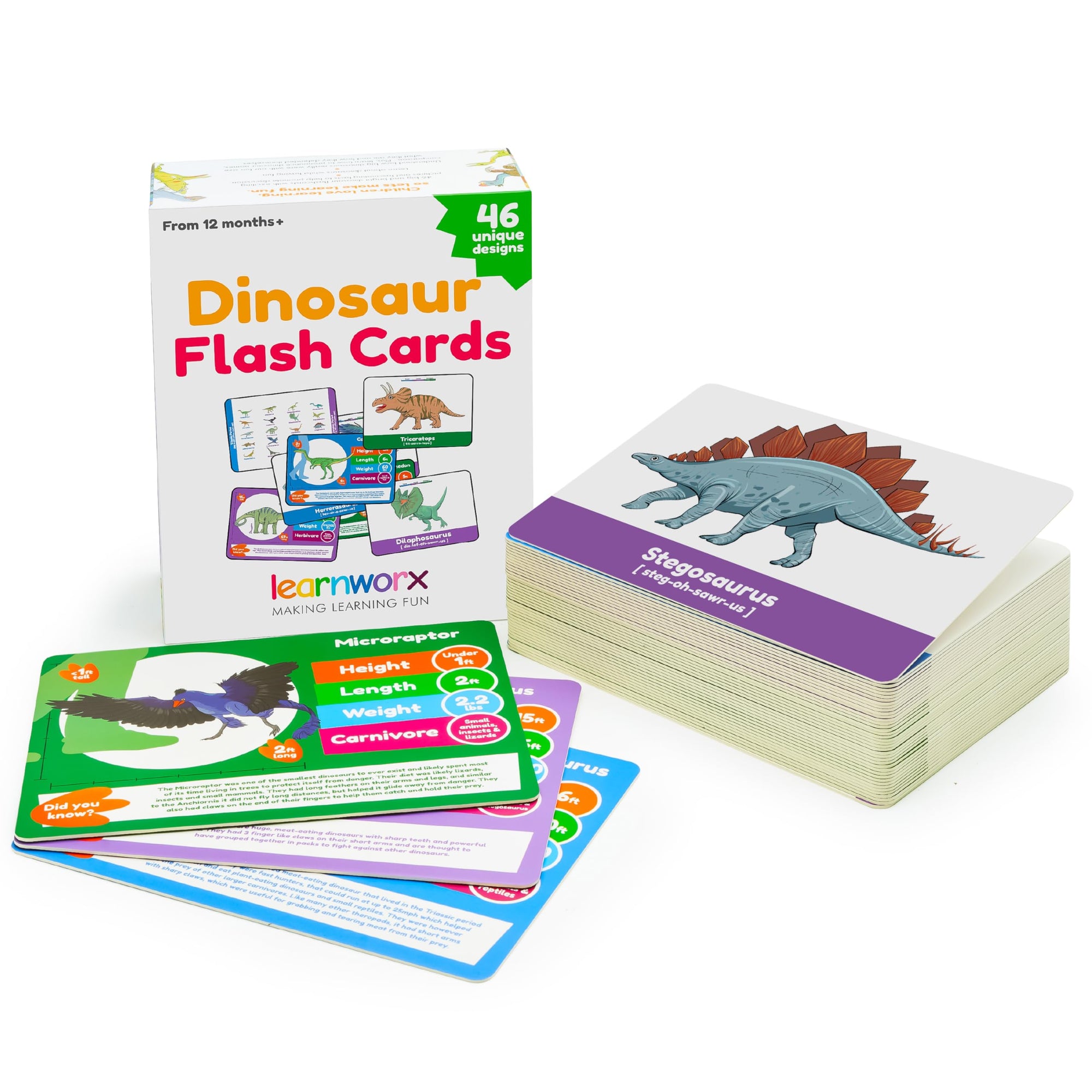 Tarjetas flash de dinosaurio para niños