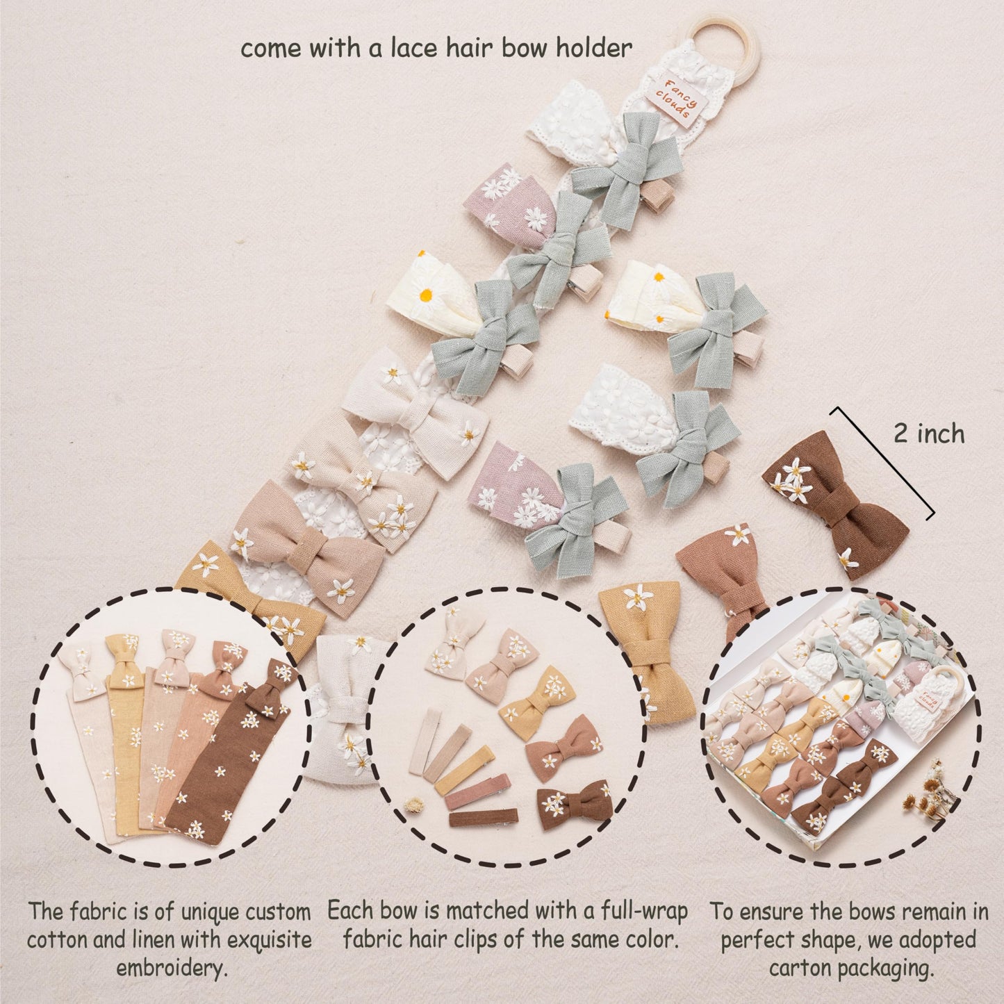 Pinzas para el pelo para bebé niña con soporte para lazo, 16 pieza