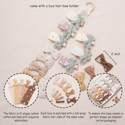 Pinzas para el pelo para bebé niña con soporte para lazo, 16 pieza