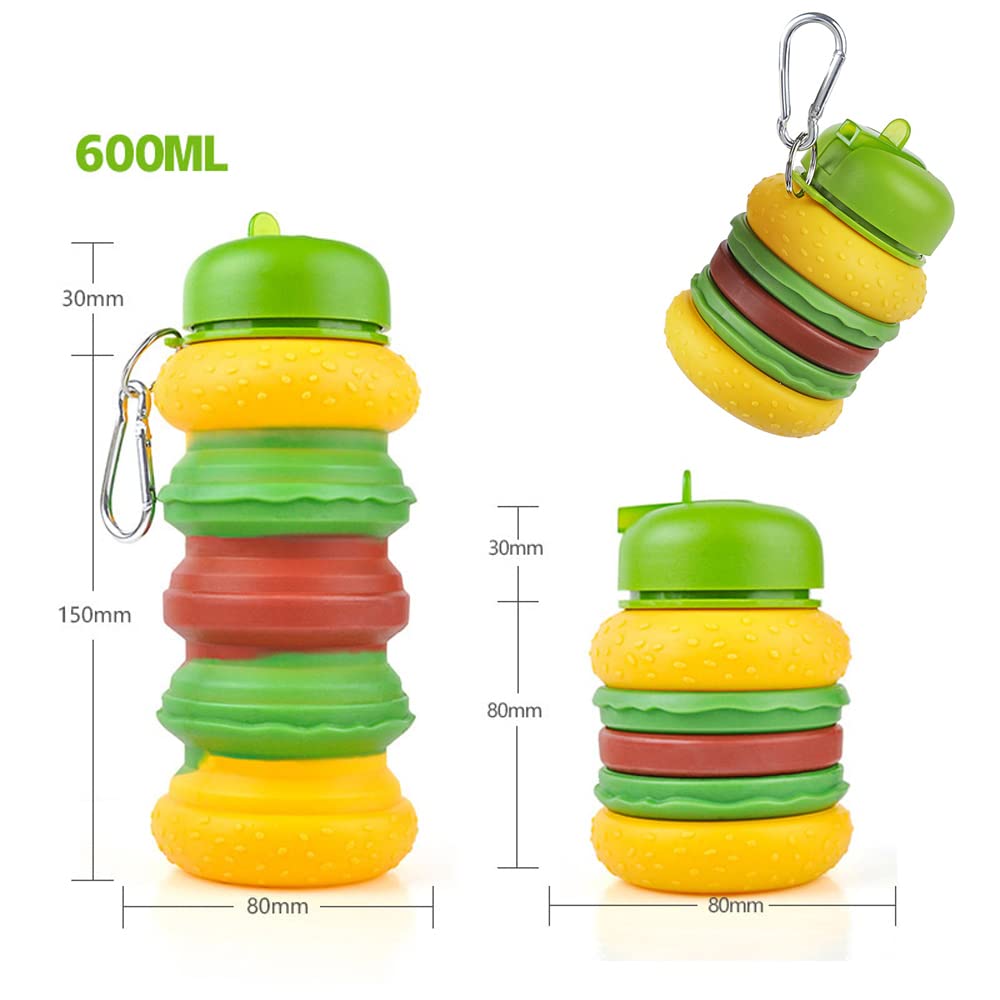 Botella de agua portátil para viaje de hamburguesa