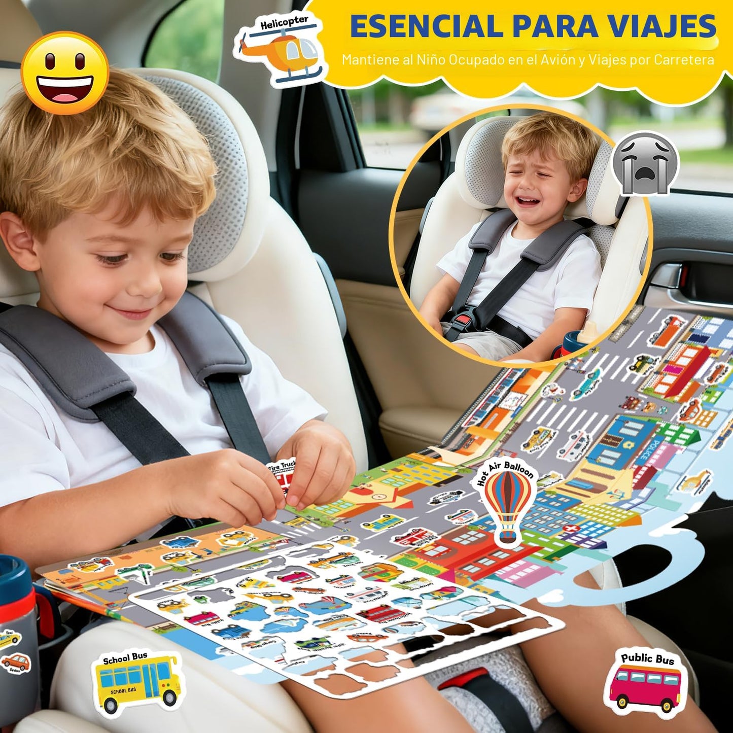 6 juegos de calcomanías reutilizables para niños pequeños de 3 a 6 años
