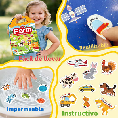 6 juegos de calcomanías reutilizables para niños pequeños de 3 a 6 años