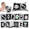 Cawgug Libro suave de alto contraste en blanco y negro para bebés de 0 a 12 meses