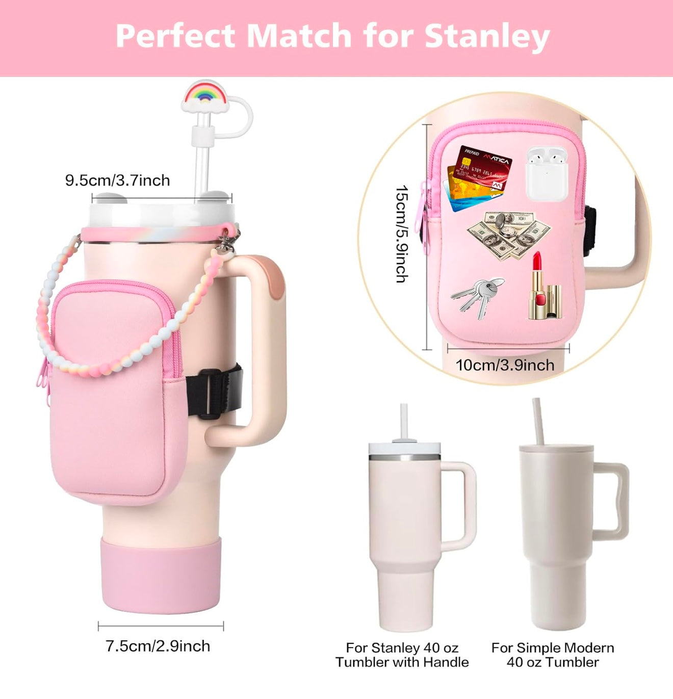 Funda con pajita para accesorios de la Copa Stanley