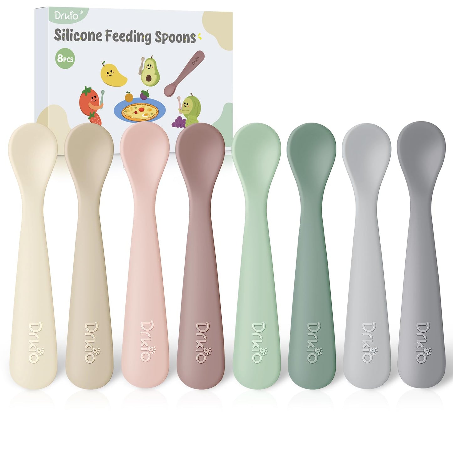 Cucharas de silicona para bebés de 8 piezas