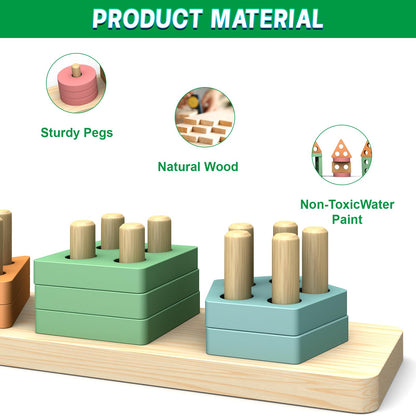 Juguetes de madera clasificador de formas y apilable