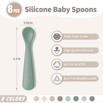 Cucharas de silicona para bebés de 8 piezas