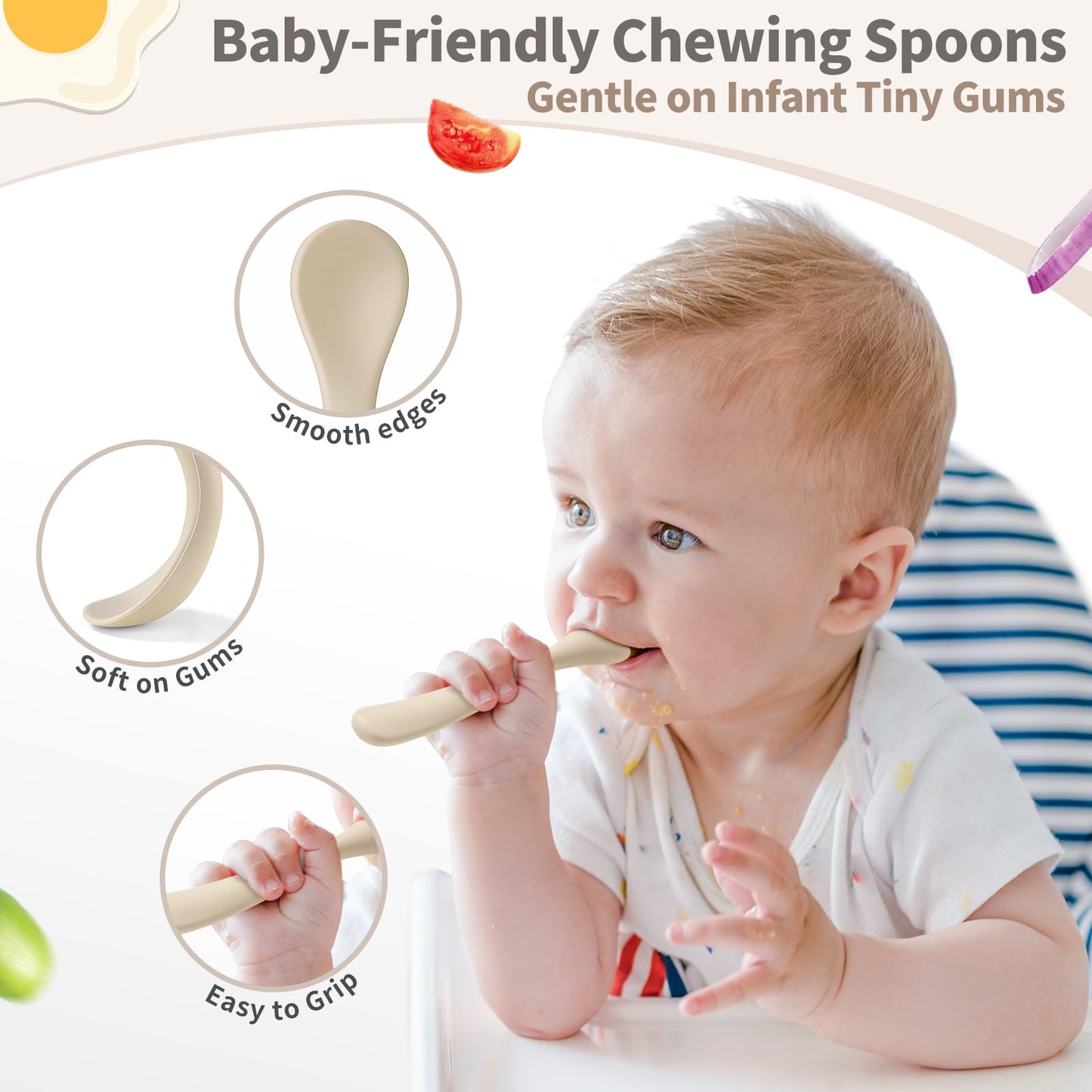 Cucharas de silicona para bebés de 8 piezas