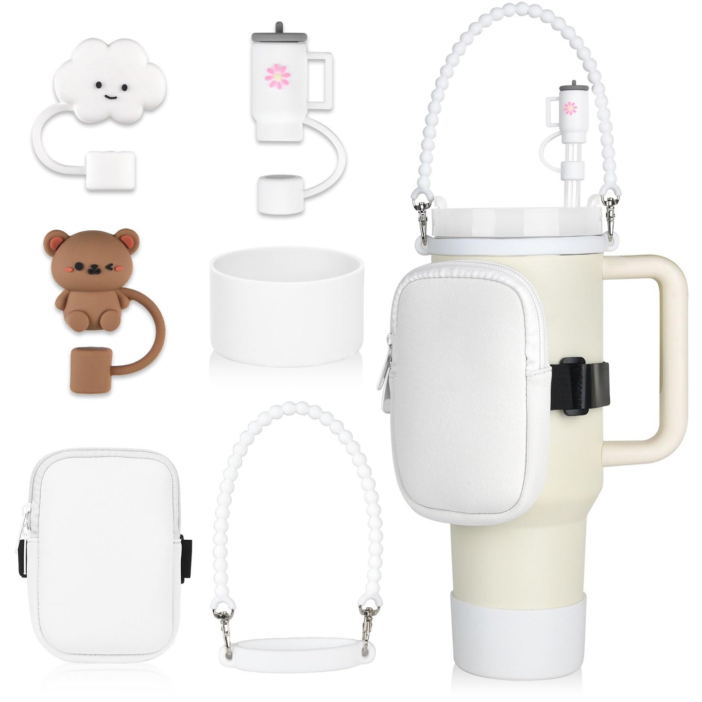 Funda con pajita para accesorios de la Copa Stanley, Blanco