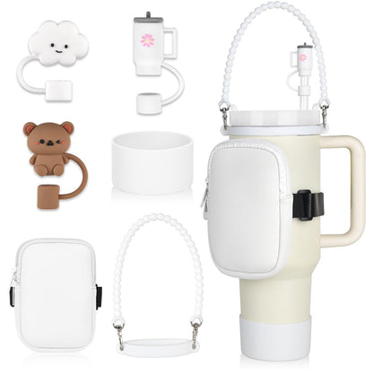 Funda con pajita para accesorios de la Copa Stanley, Blanco