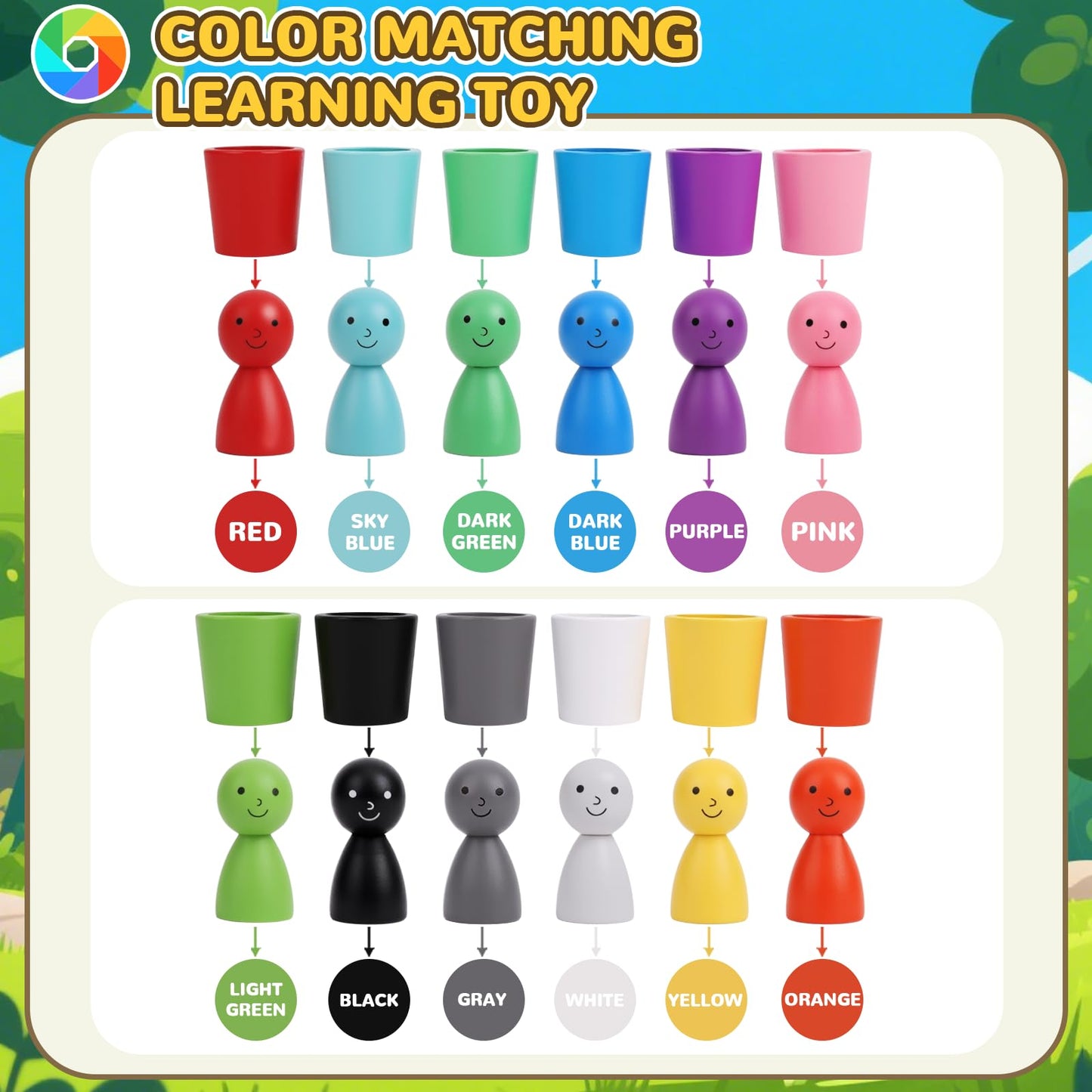 12 tazas de clasificación de color