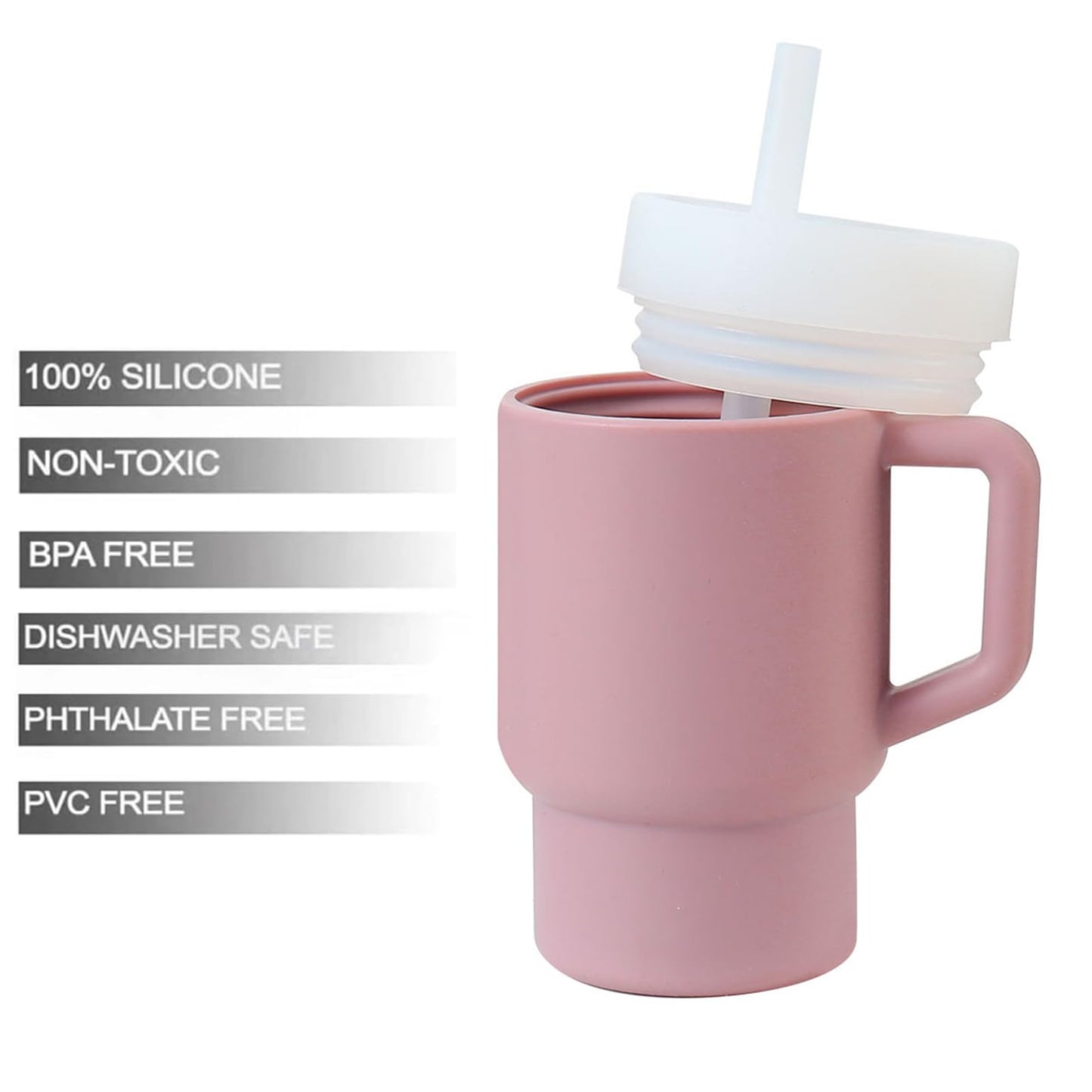 Taza de entrenamiento a prueba de derrames de 9.5 onzas para bebé, sin BPA (rosada)