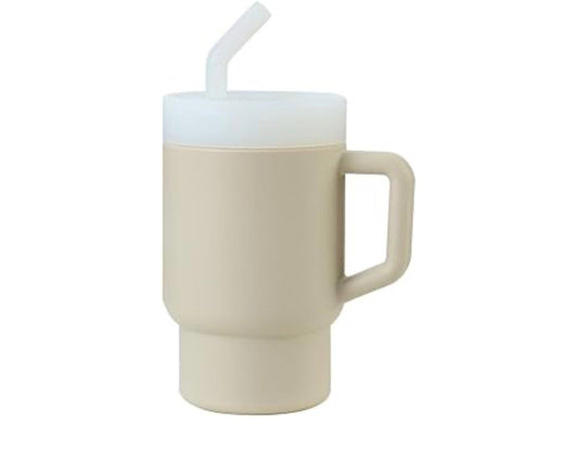 Taza de entrenamiento a prueba de derrames de 9.5 onzas para bebé, sin BPA (beige)