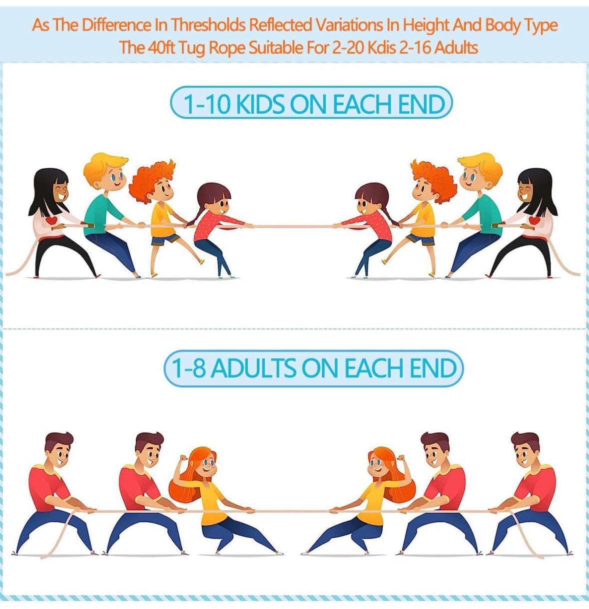 Cuerda de tira y afloja para niños y adultos