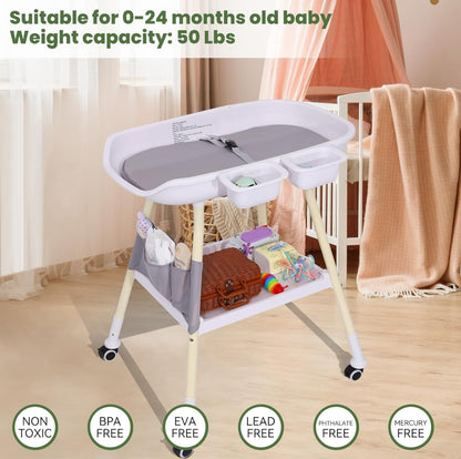 Cambiador de bebé, estación de cambio de pañales de altura ajustable