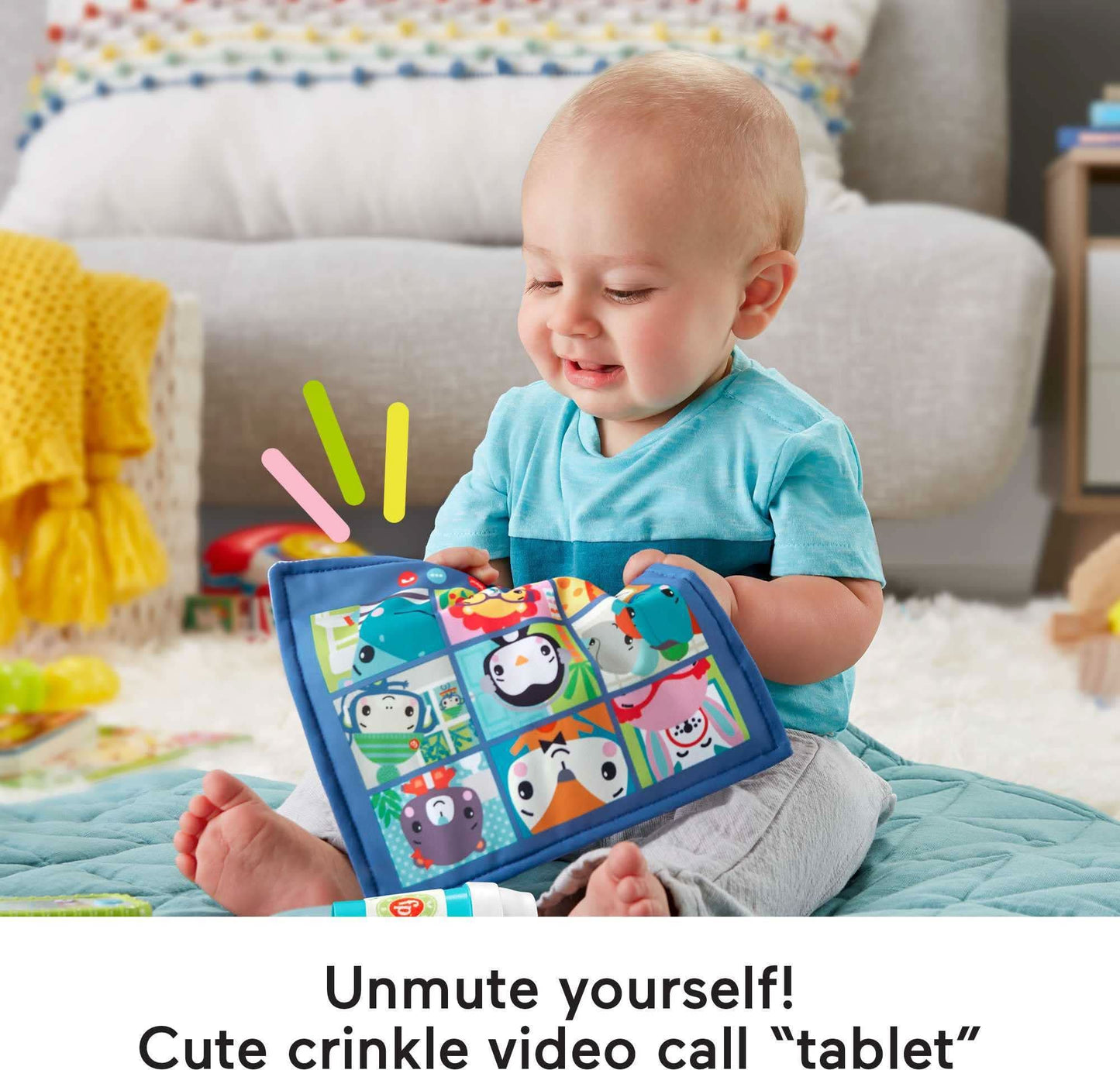 Fisher-Price Juego de regalo para trabajar desde casa, 3 juguetes para llevar y mordedor