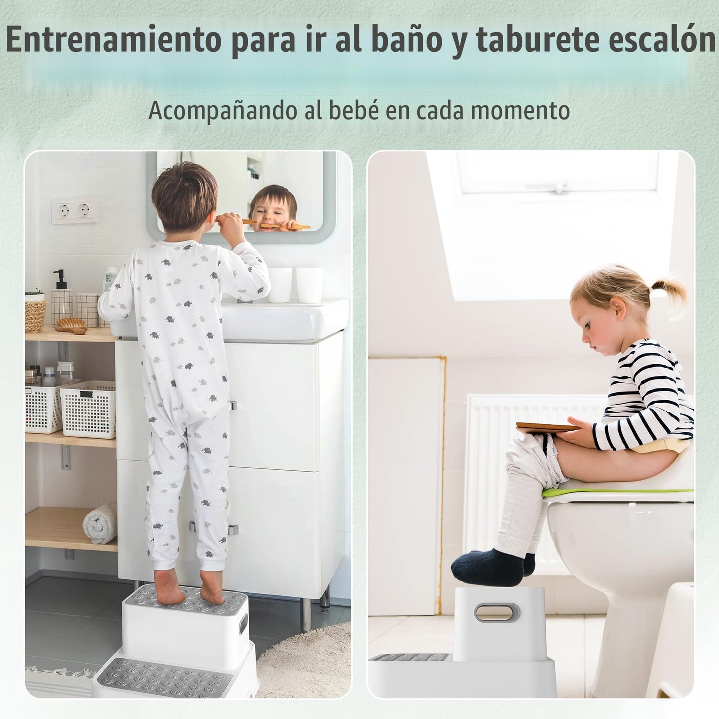 COOSEYA Taburetes de 1 escalón para niños, gris