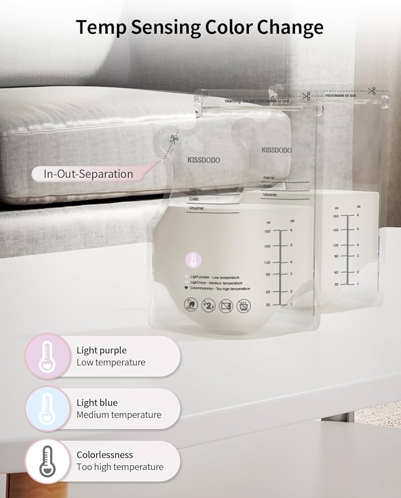 Recipientes de leche de silicona portátiles, incluye 20 bolsas de leche materna