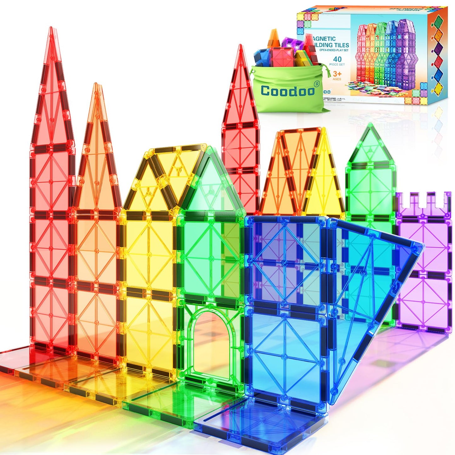Coodoo-juguetes magnéticos para azulejos, 40 piezas