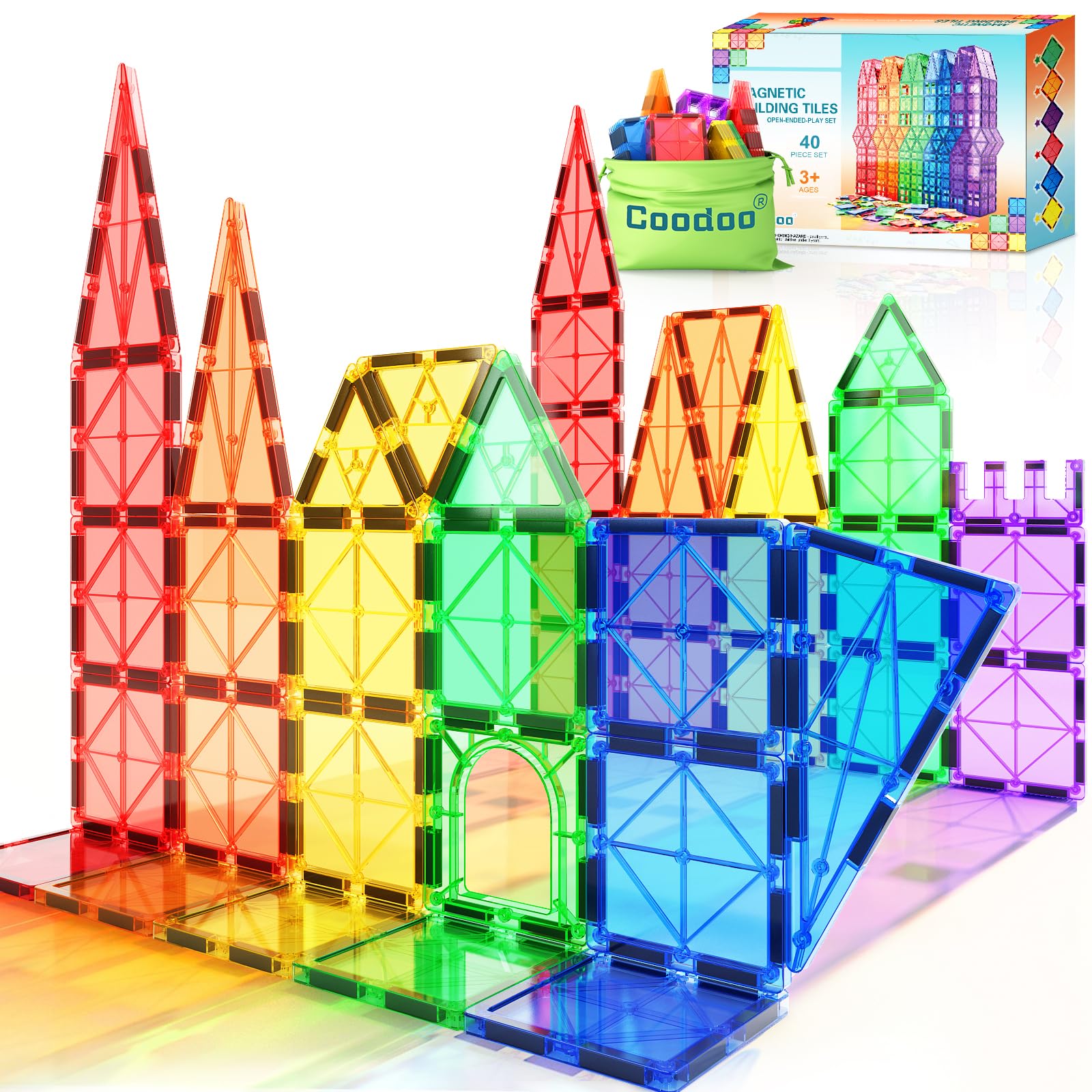 Coodoo-juguetes magnéticos para azulejos, 40 piezas