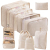 Cubos de embalaje para guardar equipaje, organizadores de bolsas (9 unidades) Beige