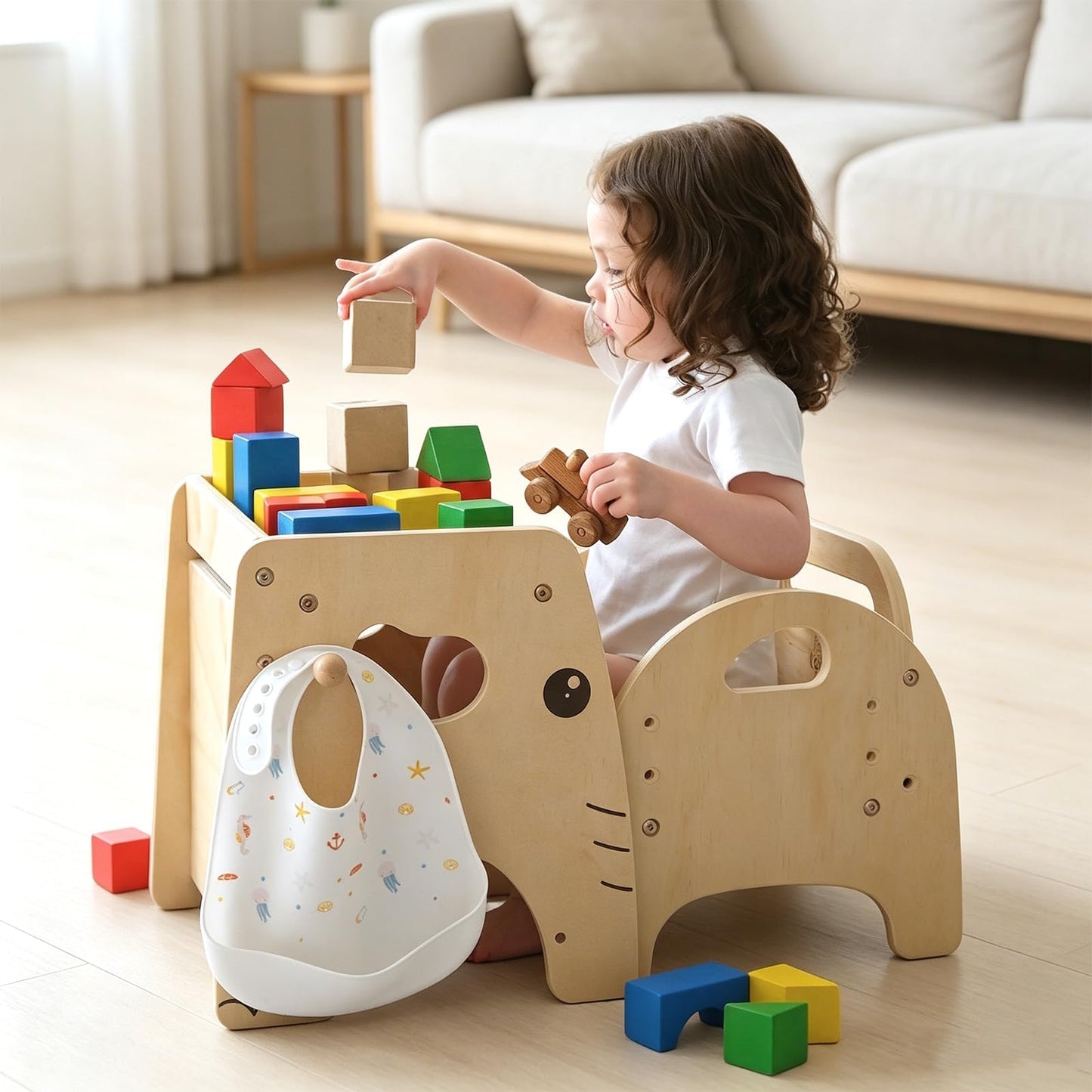 Lehoo Castle Montessori - Juego de mesa y silla de destete para niños pequeños de 1 a 3 años, altura ajustable