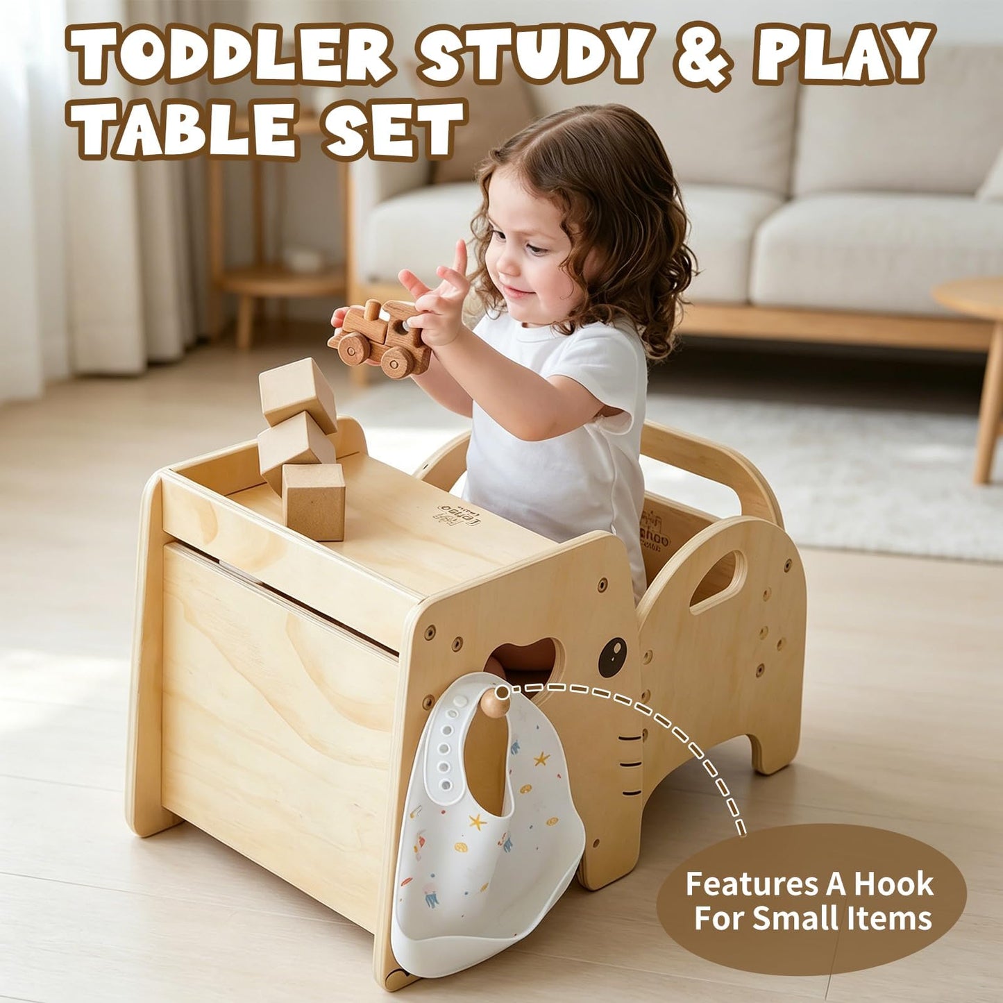 Lehoo Castle Montessori - Juego de mesa y silla de destete para niños pequeños de 1 a 3 años, altura ajustable