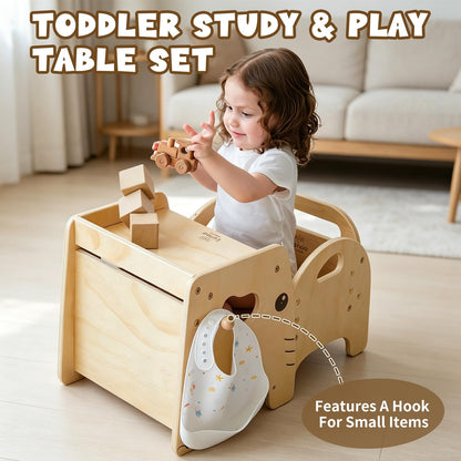 Lehoo Castle Montessori - Juego de mesa y silla de destete para niños pequeños de 1 a 3 años, altura ajustable