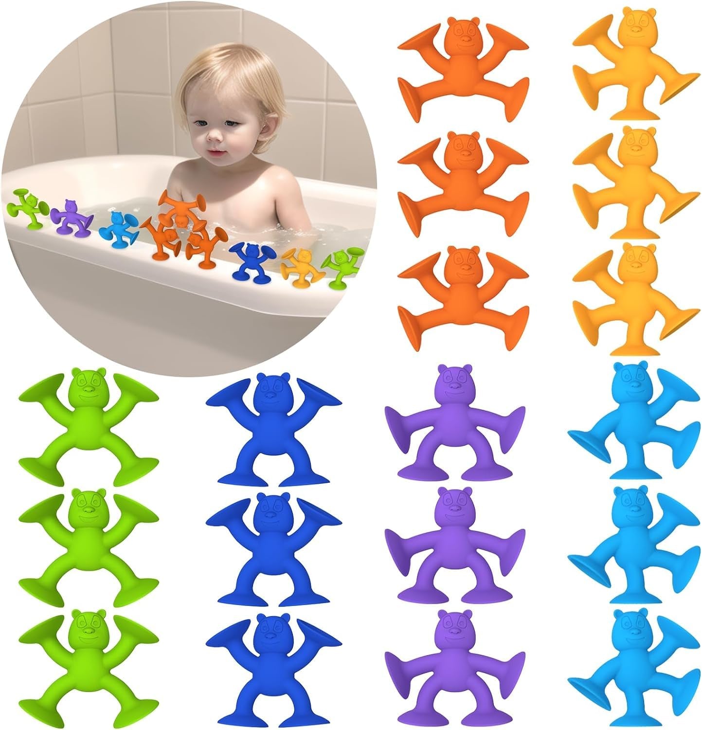 Guibola- Juguetes de baño con succión para niños 20 piezas