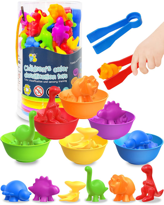 Juguetes Montessori de contar dinosaurios para niños y niñas