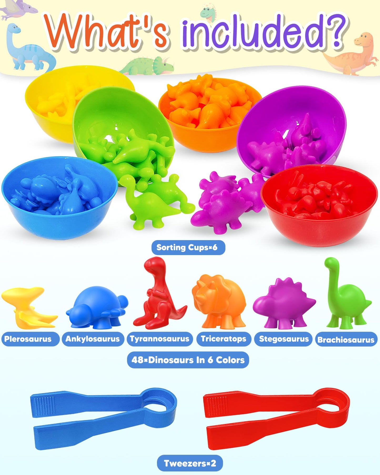 Juguetes Montessori de contar dinosaurios para niños y niñas