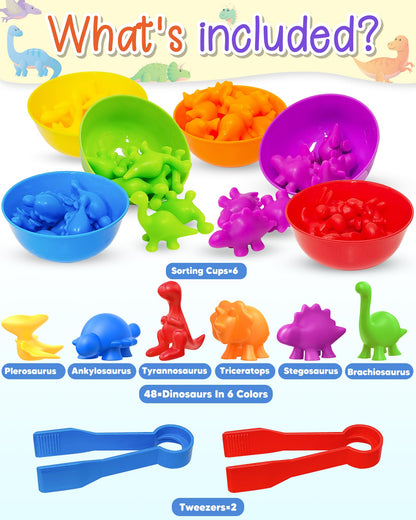 Juguetes Montessori de contar dinosaurios para niños y niñas