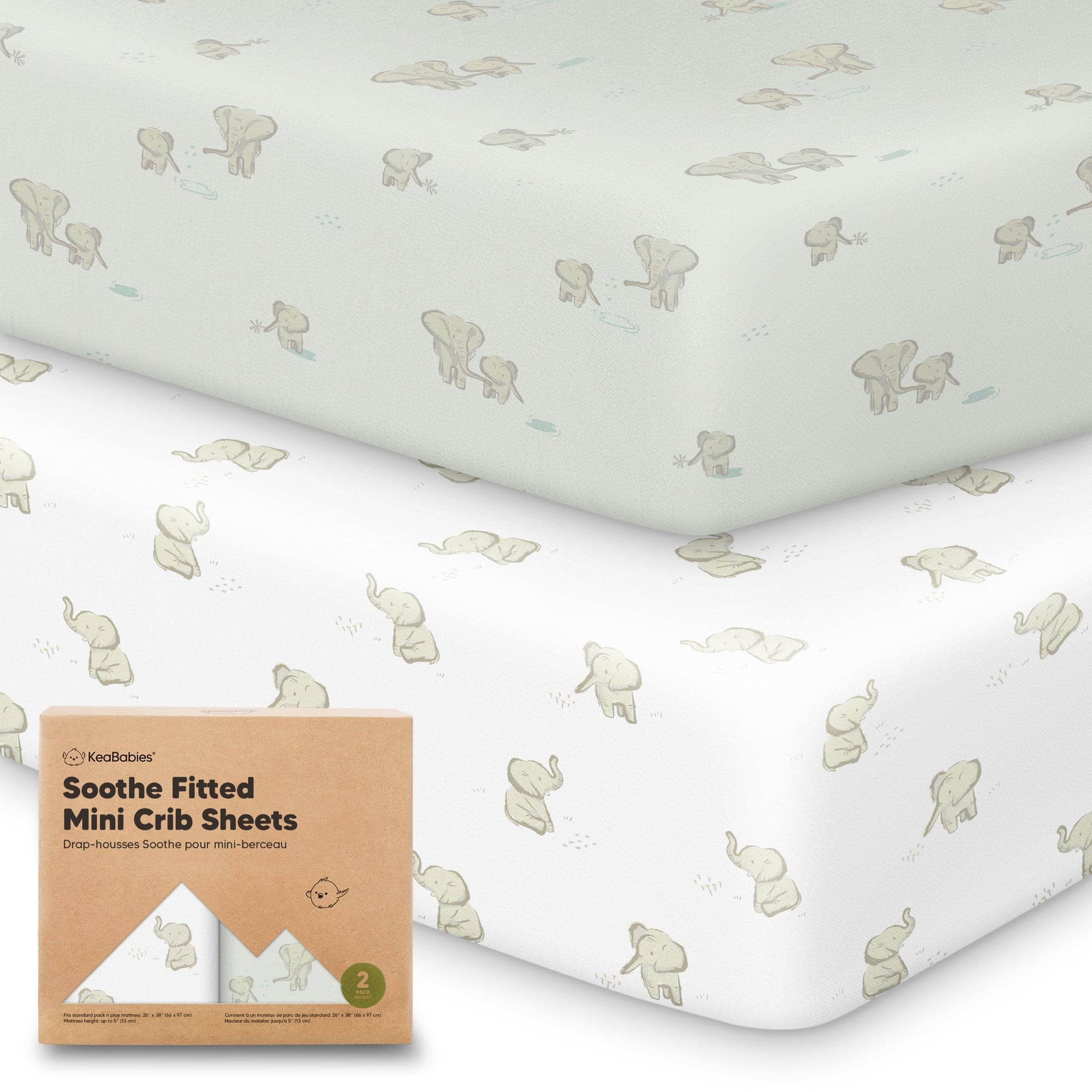 Keababies paquete de 2 sábanas bajeras para cuna, 38 x 26 pulgadas