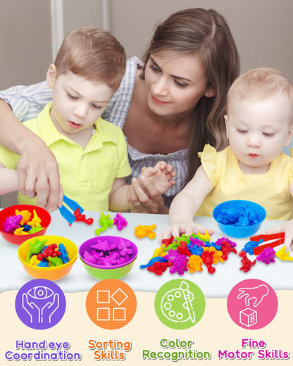 Juguetes Montessori de contar dinosaurios para niños y niñas