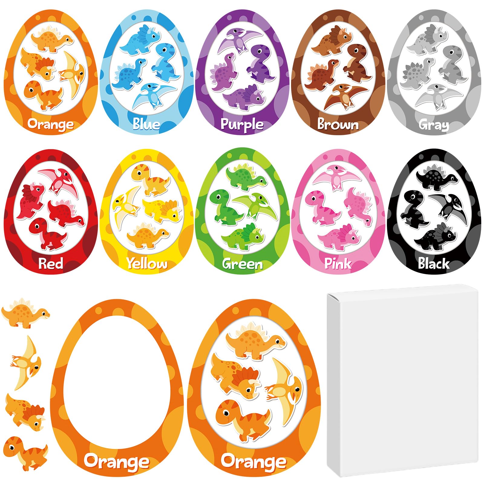 10 juegos de juguetes magnéticos de clasificación de colores de dinosaurios