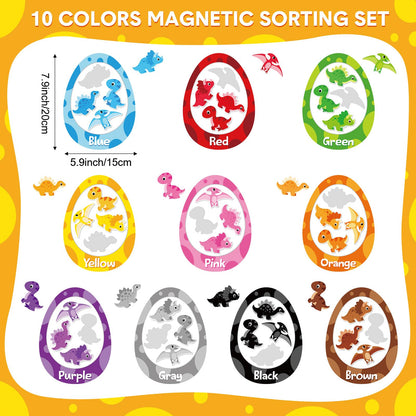 10 juegos de juguetes magnéticos de clasificación de colores de dinosaurios