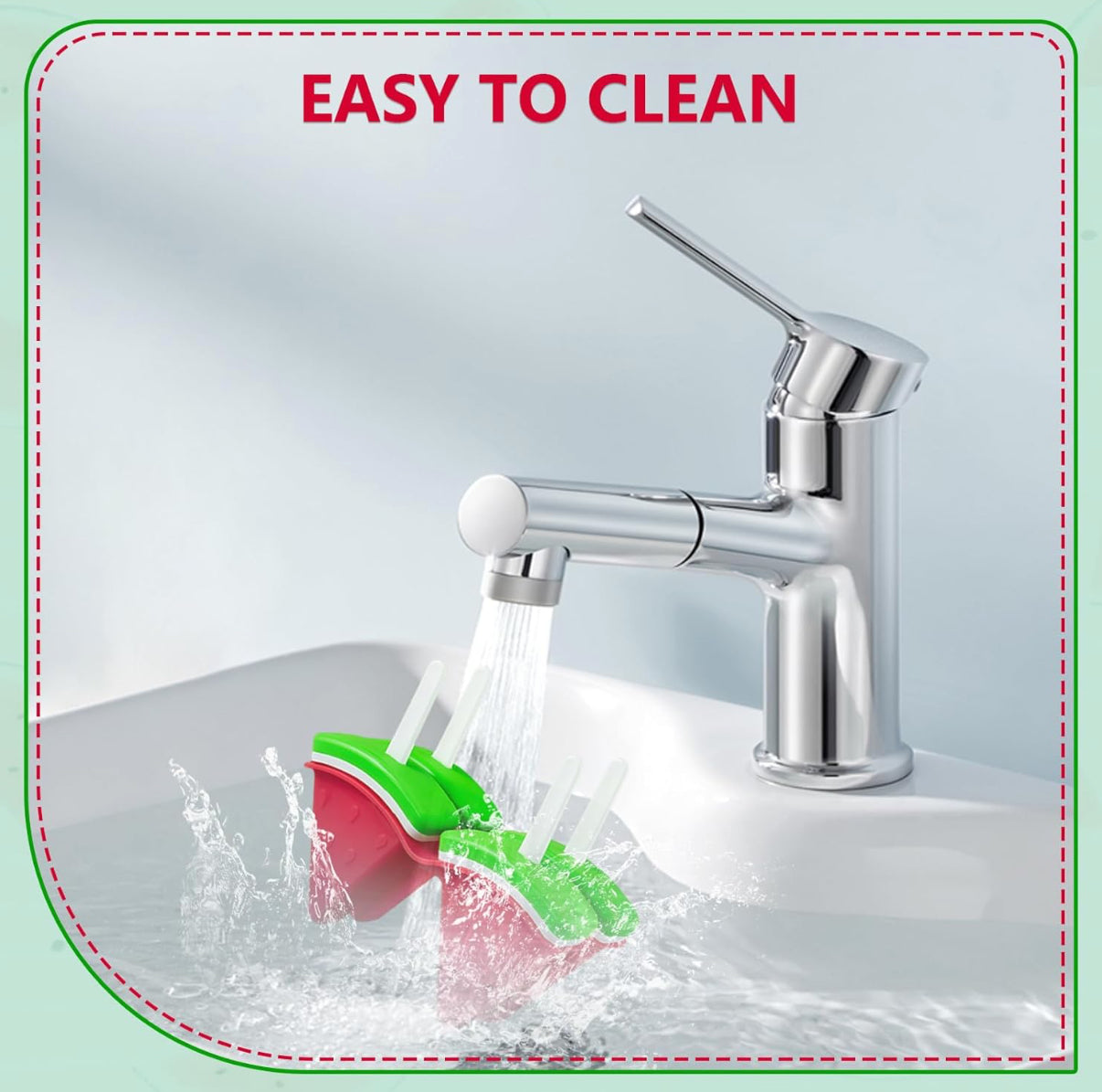 Moldes de paletas en forma de sandía para niños, 4 cavidades sin BPA, reutilizables